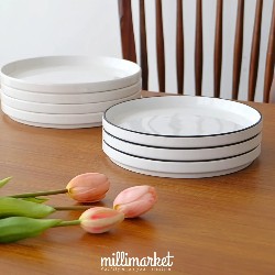 Piring putih bergaris hitam millimarket